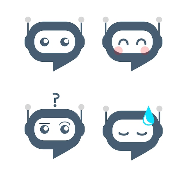 Chatbot-Symbolsatz mit Reaktionen