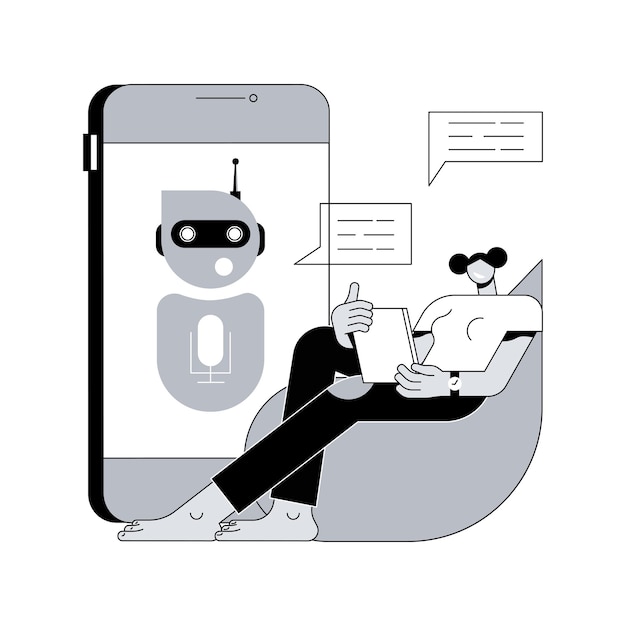 Chatbot virtueller assistent abstrakte konzeptvektorillustration