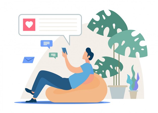 Chatten mit Smartphone Messenger App Vector
