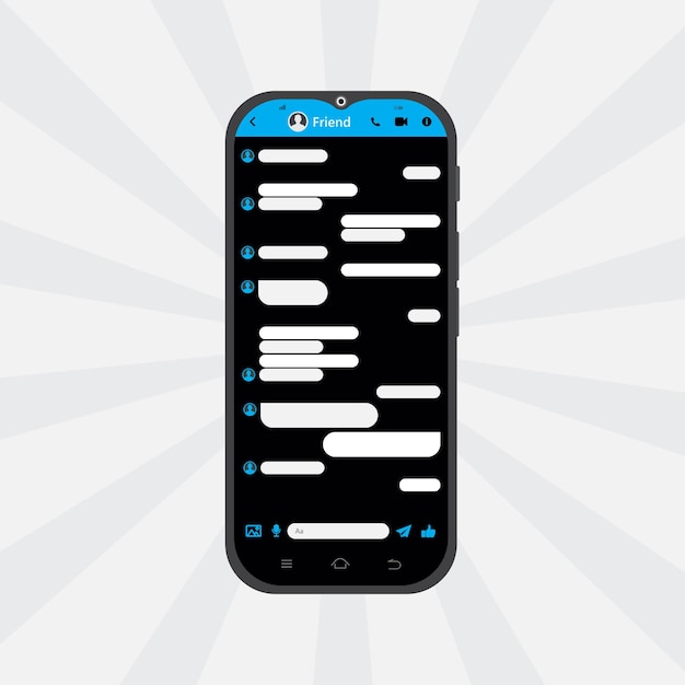 Chatten und messaging im smartphone-konzept des sozialen netzwerks messenger-ui-bildschirm