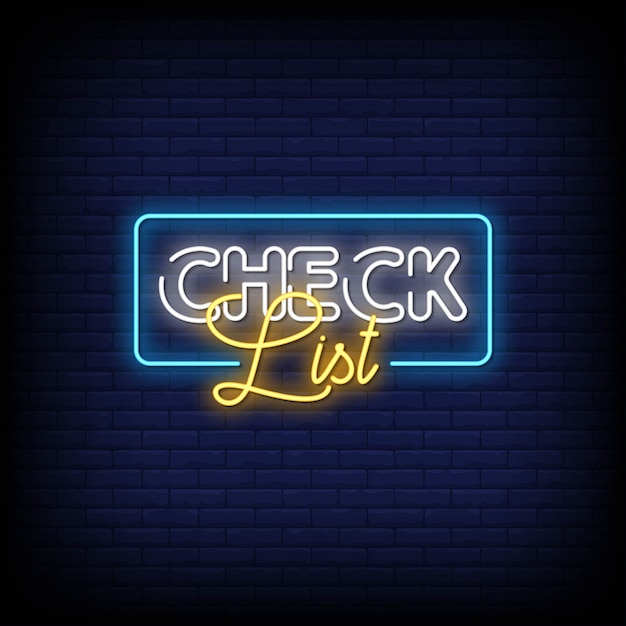 Checkliste neon signs style text