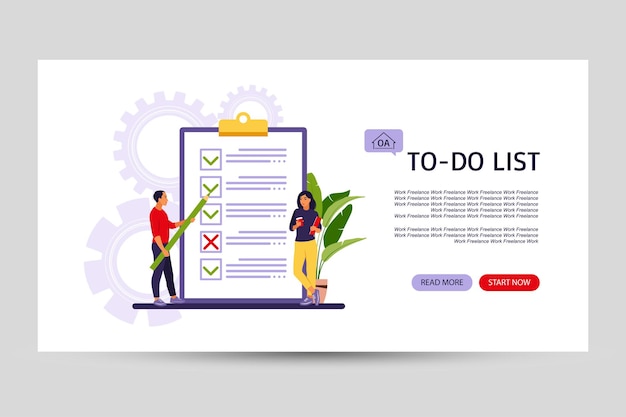 Checkliste, To-Do-Listen-Landingpage. Geschäftsidee, Planung oder Kaffeepause