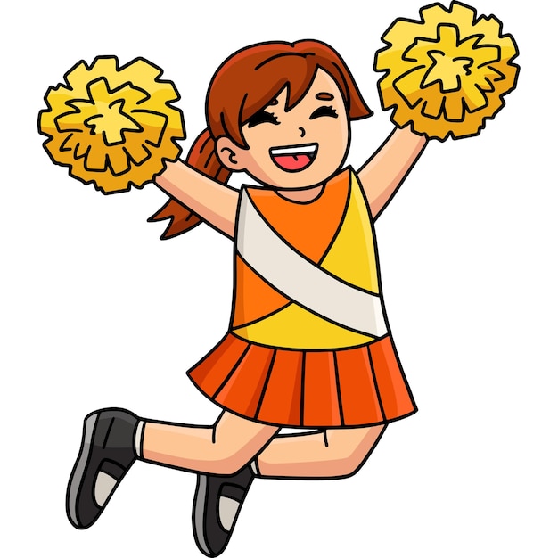 Cheerleader-Mädchen springen Pomponen Zeichentrickfilm-Clipart