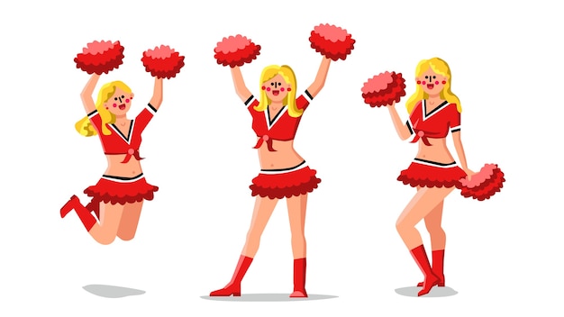 Vektor cheerleaderinnen tänzerinnen mit pompons