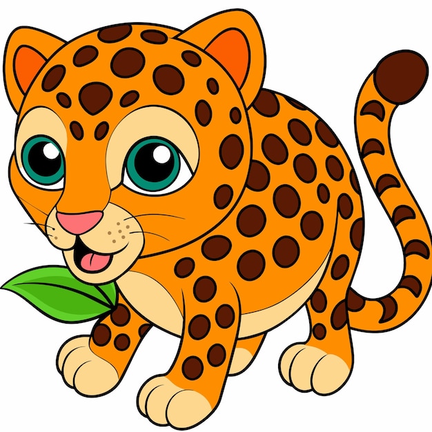 Vektor cheetah panthera leopard jaguar handgezeichnetes maskottchen zeichentrickfigur aufkleber ikonen konzept isoliert