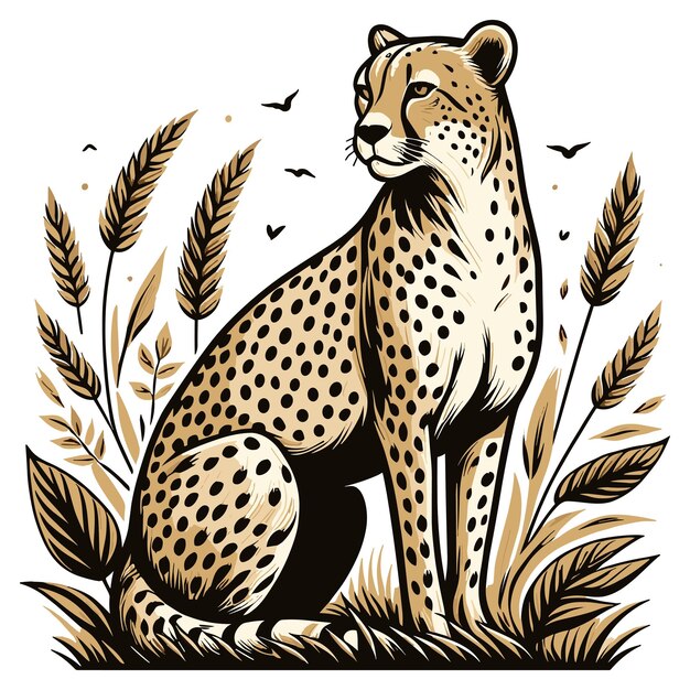 Cheetah-vektorillustration auf weißem hintergrund