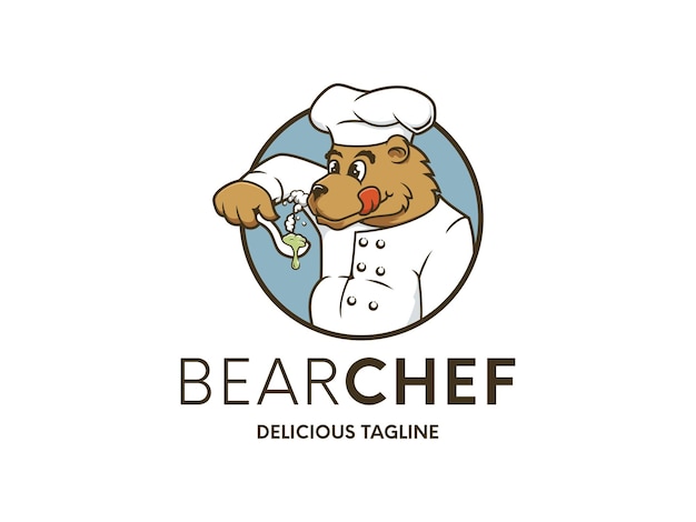 Chef-bären-maskottchen-charakter-abzeichen-logo-vorlage