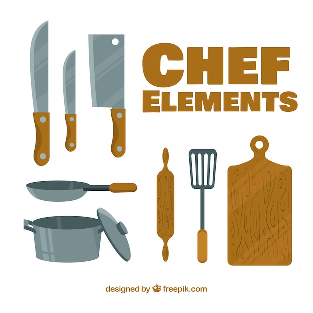 Chef-elemente mit flachem design