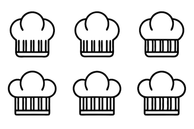 Chef-Hut-Ikonensatz Restaurant-Zeichen und Symbol-Vektor-Illustration