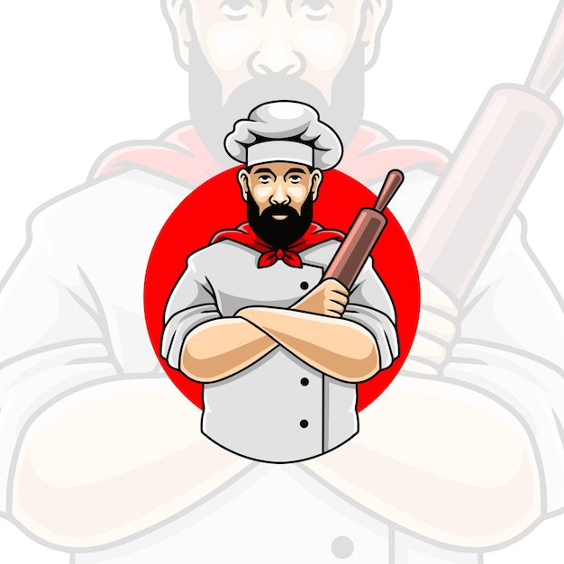 Chef-maskottchen-logo-premium-vektor