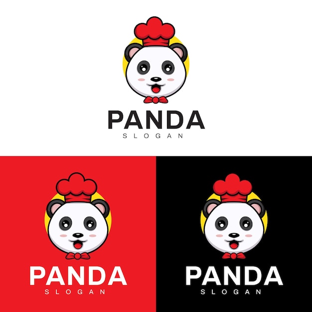 Chef Panda detaillierte Vektor-Logo-Vorlage