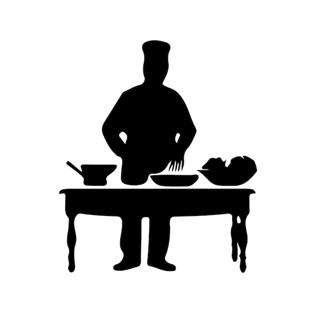 Vektor chef-silhouette-vektorillustrationen auf weißem hintergrund