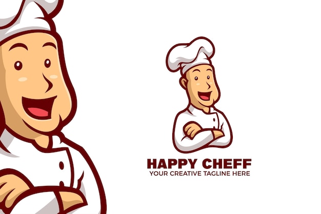 Chefkoch kocht cartoon-maskottchen-logo-vorlage