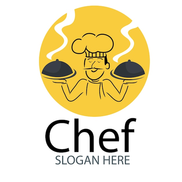 Vektor chefkoch-logo mit zwei heißen speisen