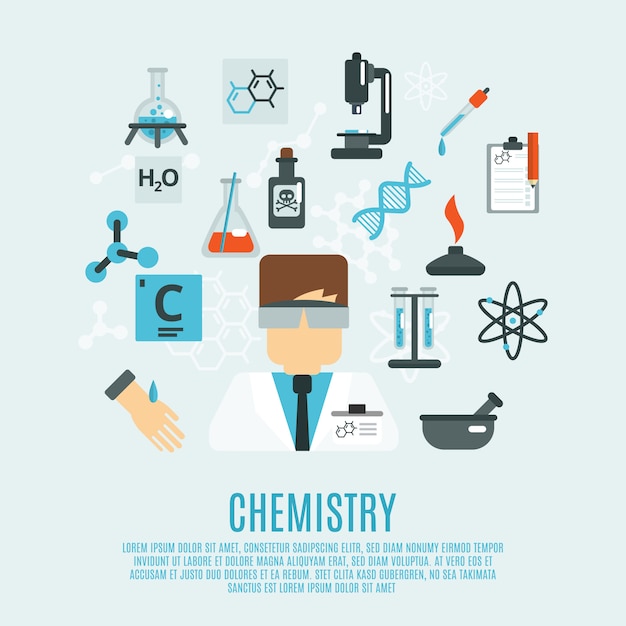 Chemie-flache icon-set