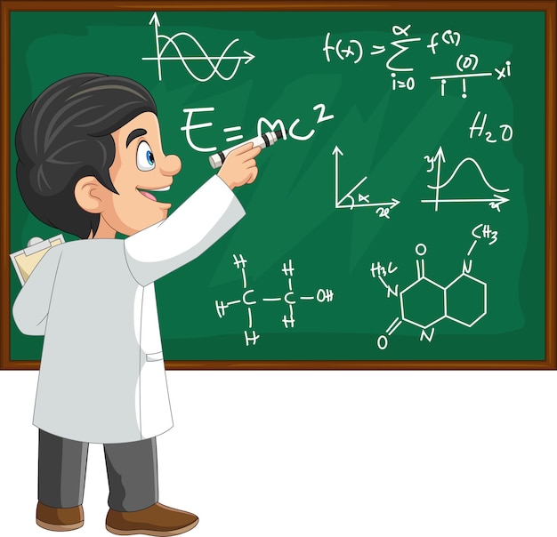 Chemielehrer schreibt chemische reaktionen an die tafel