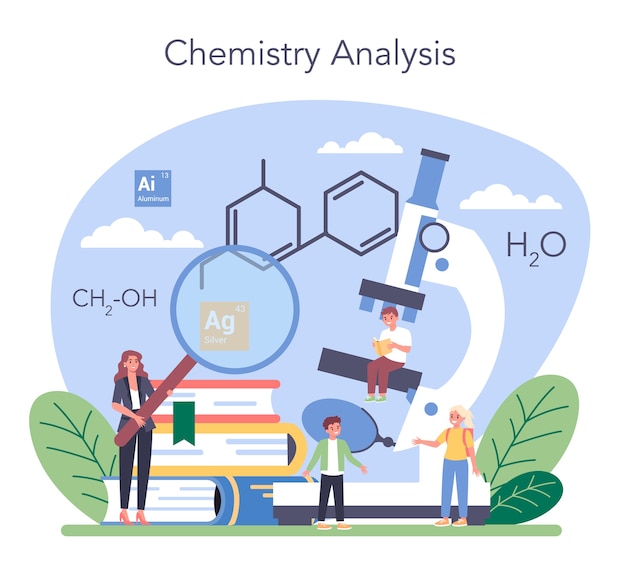 Chemiestudienkonzeptillustration im flachen stil