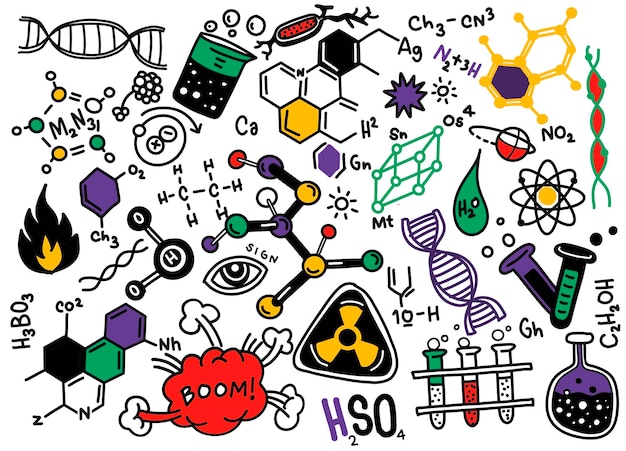 Chemieunterricht mathe- und wissenschaftsmuster mit handgeschriebenen formeln