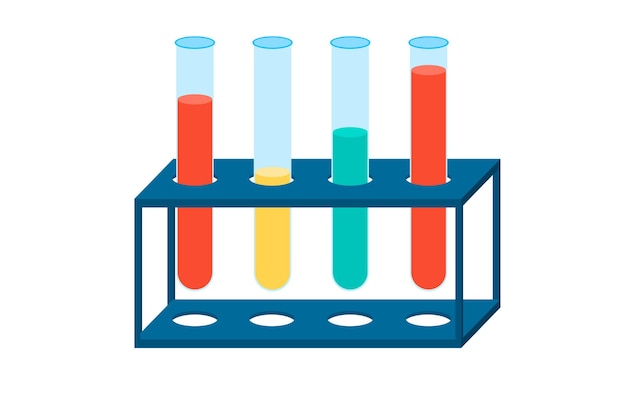 Chemische experimente im webbanner im labor. vektor einer chemischen flasche oder laborflasche.