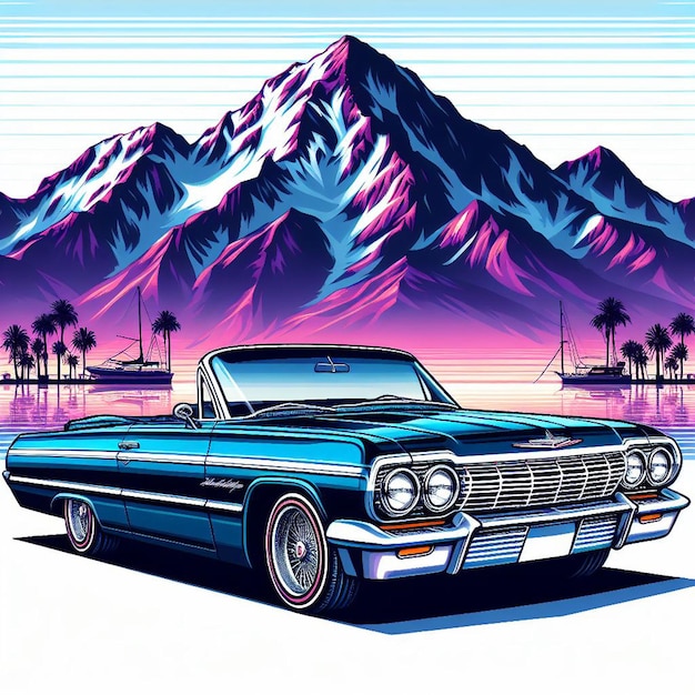 Chevy impala 1964 chevrolet lowrider v8 muscle car bild isolierter weißer hintergrundposter los angeles