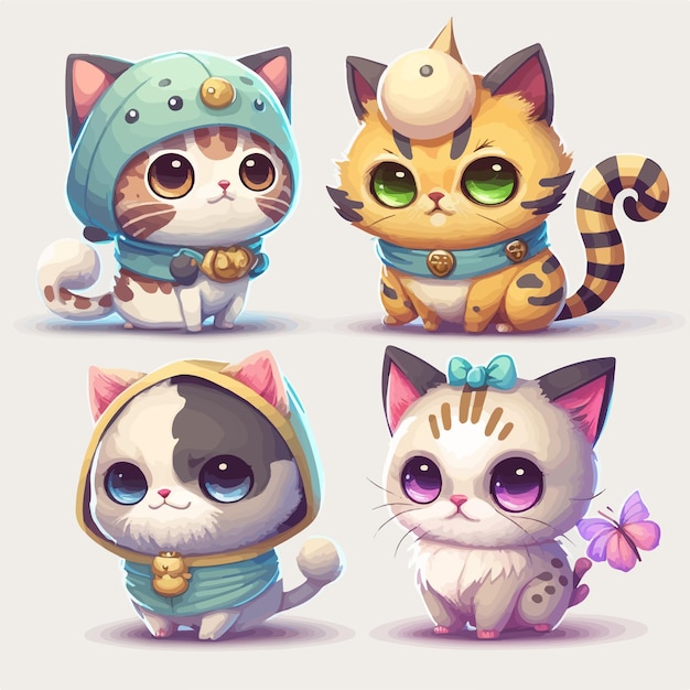 Chibi-Katzen-Charakter-Illustration