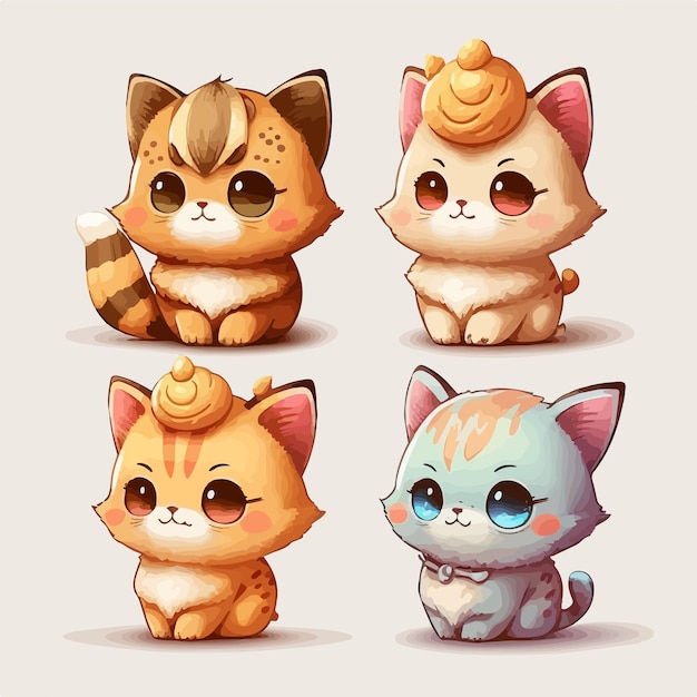 Chibi-katzen-charakter-illustration