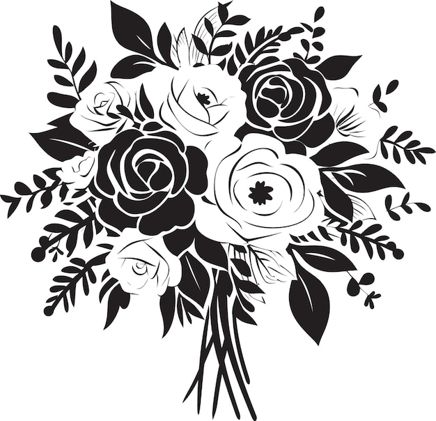 Chic Floral Harmony Black Box Logo Design Blütenblatt Eleganz Braut Vektor-Symbol