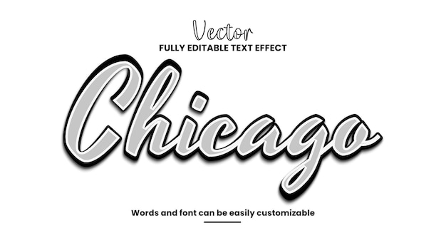 Vektor chicago bearbeitbare 3d-text-effekt