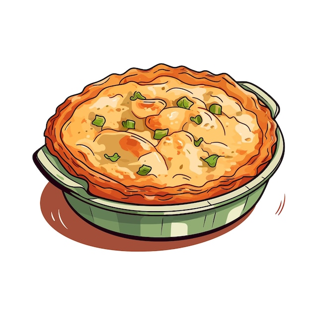 Chicken pot pie-vektor-clipart mit weißem hintergrund