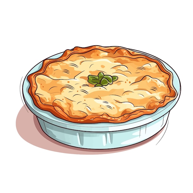 Vektor chicken pot pie vektor-cliparts weißer hintergrund