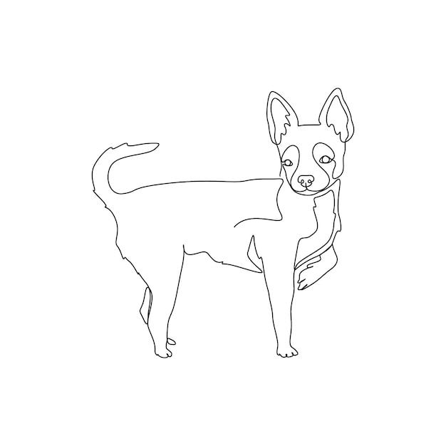 Chihuahua-Hund im Line-Art-Stil