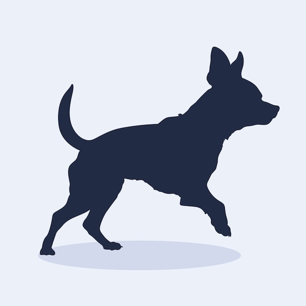 Chihuahua-Schattenbildillustration des flachen Designs