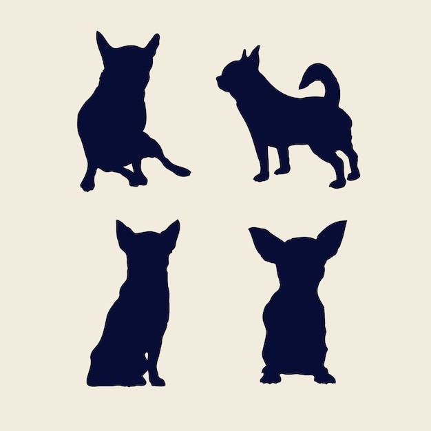 Chihuahua-silhouette im flachen design