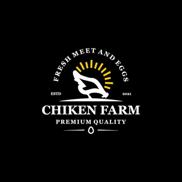 Vektor chiken farm vintage abzeichen logo vektor einfach
