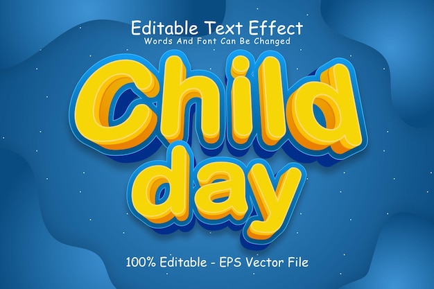 Child day editierbarer texteffekt 3 dimension emboss modern style