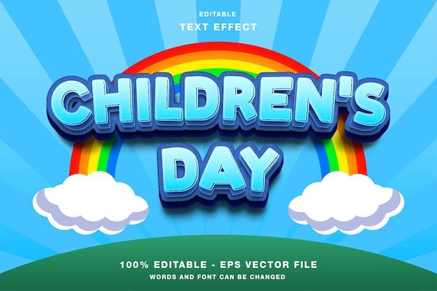 Children39s day 3d cartoon editierbarer texteffekt