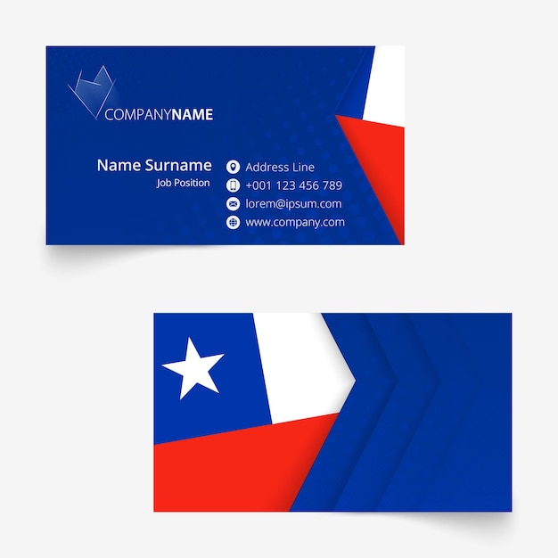 Chile Flagge Visitenkarte, Standardgröße (90x50 mm) Visitenkartenvorlage mit Beschnitt unter der Schnittmaske.