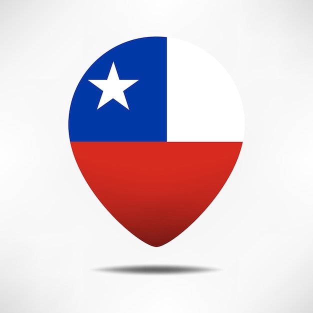 Chile Karte Zeiger Flagge mit Schatten-Pin-Flagge