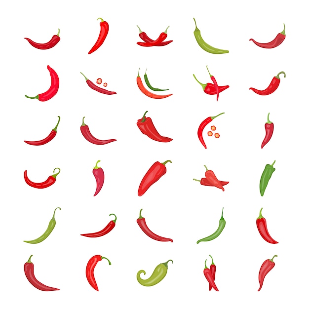 Chili Pepper Flat Icons