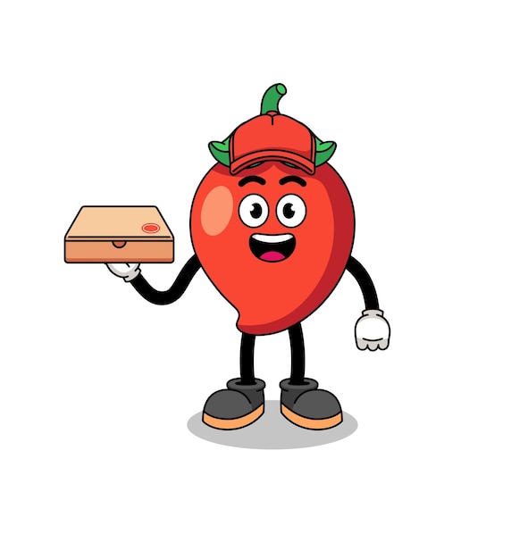 Chili-pfeffer-illustration als pizzabote