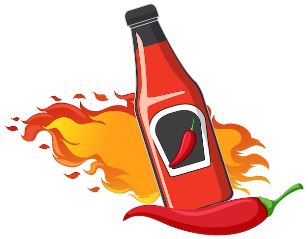 Vektor chili-sauce-flasche im cartoon-stil