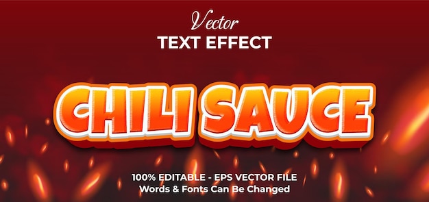 Chili-Sauce-Text-Effekt bearbeitbares Fettgewölbtes Vektorfont-Design