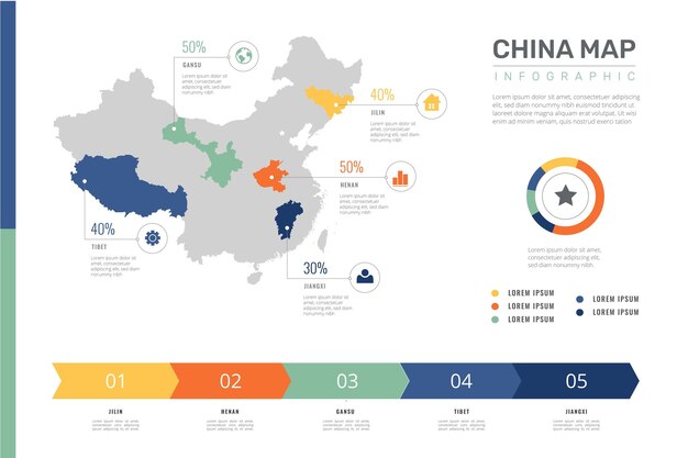 China-karten-infografik im flachen design