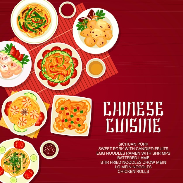 Chinesische küche essen asiatische nudeln menüabdeckung