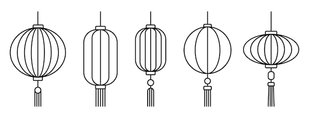 Chinesische Laternenikone Chinesische Neujahrs-Dekoration mit dünnen Linien