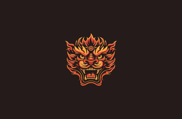 Chinesische Löwen-Tanz-Kopfmaske Logo-Ikonen-Design-Vektor
