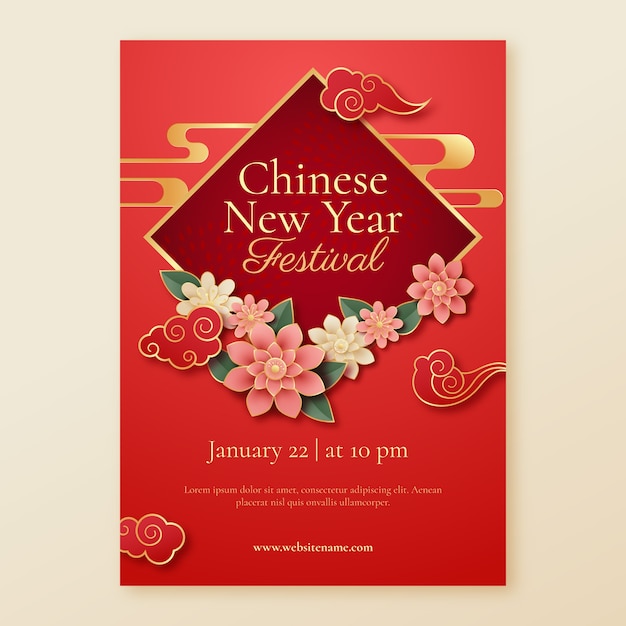 Vektor chinesische neujahrsfeier vertikale plakatvorlage