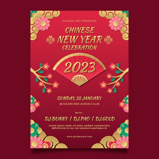 Vektor chinesische neujahrsfeier vertikale plakatvorlage