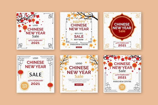 Vektor chinesischer neujahrs-social-media-beitrag