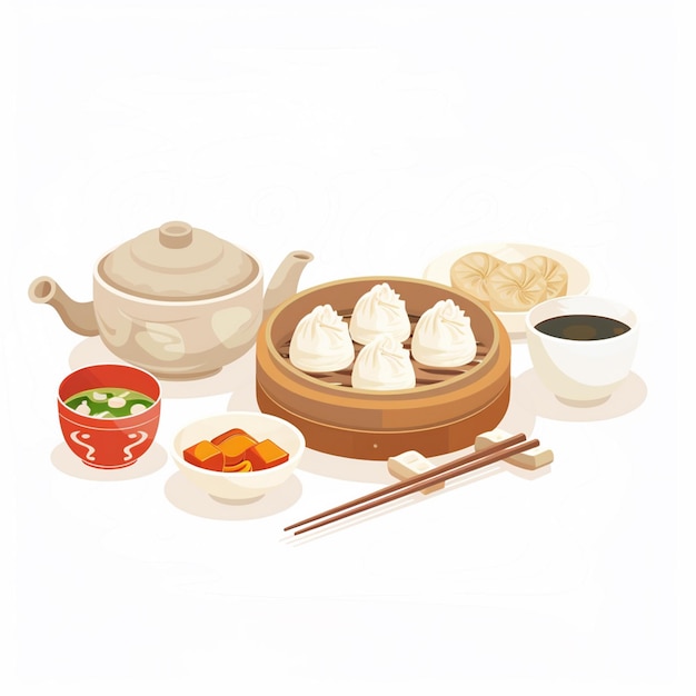chinesisches Essen asiatischer Vektor chinesische Illustration asiatische Kultur Mahlzeit traditioneller Hintergrund Ori